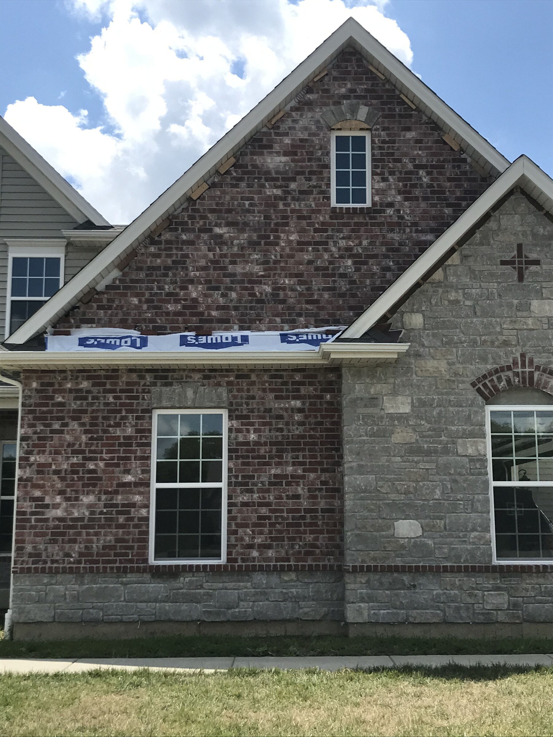 New construction brick and stone masonry detail
